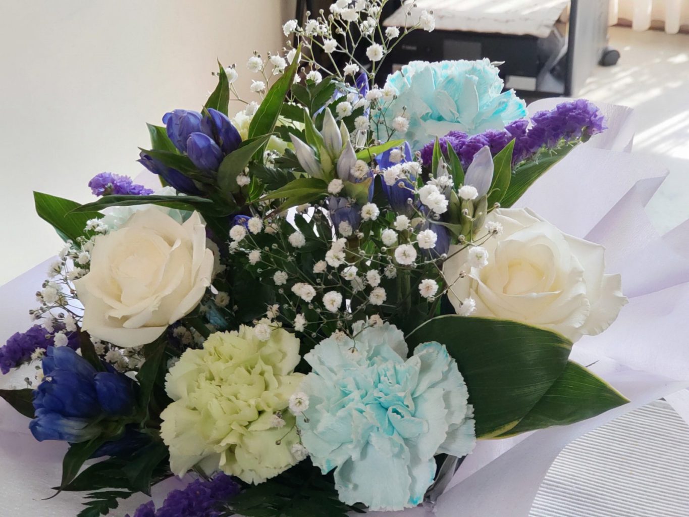 青を基調にした花束